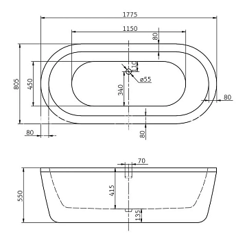 Акриловая ванна BelBagno BB12-1775 180х80  - фото 3
