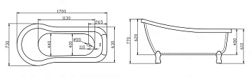 Акриловая ванна BelBagno BB20-1700 170х73  - фото 3