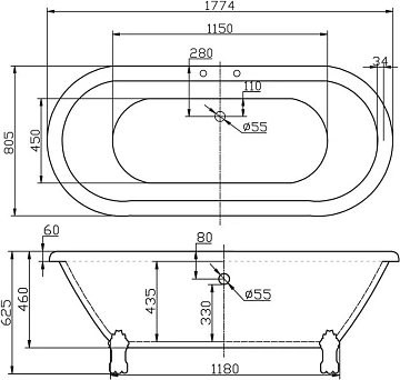 Акриловая ванна BelBagno BB21 180х80  - фото 3