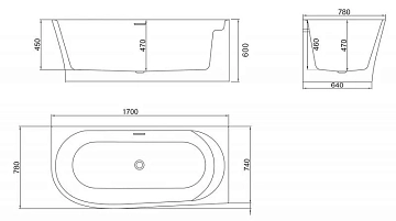 Акриловая ванна BelBagno BB410-1700-780-R 170х78  - фото 3