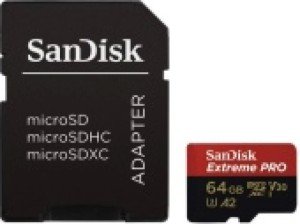 Карта памяти SanDisk microSDXC Extreme Pro V30 64GB C10 UHS-I U3 + SD адаптер (SDSQXCY-064G-GN6MA)