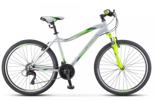 Велосипед Stels Miss 5000 V 26 V050 (2023) 18" Серебристый/салатовый (требует финальной сборки)