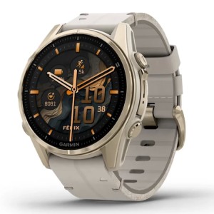 Умные часы Garmin fenix 8 – 43 mm AMOLED Sapphire soft gold stainless steel with a fog gray leather band (010-02903-40)