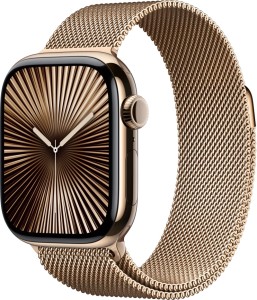 Apple Watch Series 10 46mm Gold Titanium Case with Milanese Loop, Gold Apple Watch Series 10 46mm Gold Titanium Case with Milanese Loop, Gold