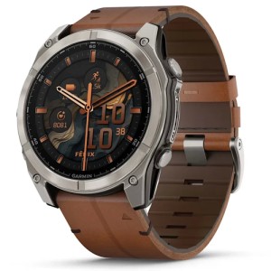 Умные часы Garmin fenix 8 – 51 mm AMOLED Sapphire bare titanium, black with a chestnut leather band (010-02905-40) Умные часы Garmin fenix 8 – 51 mm AMOLED Sapphire bare titanium, black with a chestnut leather band (010-02905-40)
