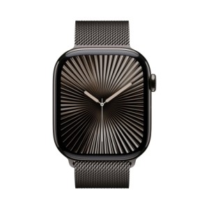 Apple Watch Series 10, 46 мм, корпус из титана цвета сланцевый титан, спортивный ремешок цвета «миланская петля» сланцевый M/L Apple Watch Series 10, 46 мм, корпус из титана цвета сланцевый титан, спортивный ремешок цвета «миланская петля» сланцевый M/L