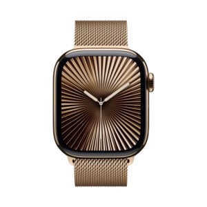 Apple Watch Series 10, 42 мм, корпус из титана цвета «титановый золотой», спортивный ремешок цвета «миланская петля» золотой Apple Watch Series 10, 42 мм, корпус из титана цвета «титановый золотой», спортивный ремешок цвета «миланская петля» золотой