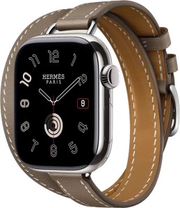 Apple Watch Hermes Series 10 42mm Silver Titanium Case with Double Tour Attelage, Etoupe Apple Watch Hermes Series 10 42mm Silver Titanium Case with Double Tour Attelage, Etoupe