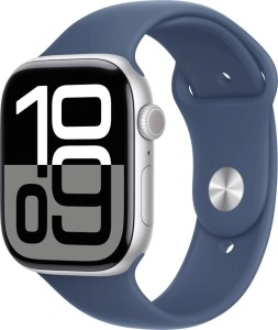 Apple Watch Series 10 GPS 46мм Aluminium Case with Denim Sport Band - M/L серебристый Apple Watch Series 10 GPS 46мм Aluminium Case with Denim Sport Band - M/L серебристый