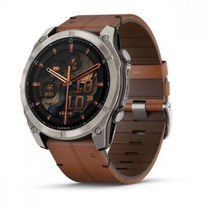 Умные часы Garmin FENIX 8, 51 ММ, AMOLED Sapphire, Titanium, каштановый кожаный ремешок Умные часы Garmin FENIX 8, 51 ММ, AMOLED Sapphire, Titanium, каштановый кожаный ремешок