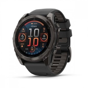 Умные часы Garmin Fenix 8, 51 мм, AMOLED, Sapphire, угольно-серый DLC, пепельно-черный силиконовый ремешок Умные часы Garmin Fenix 8, 51 мм, AMOLED, Sapphire, угольно-серый DLC, пепельно-черный силиконовый ремешок