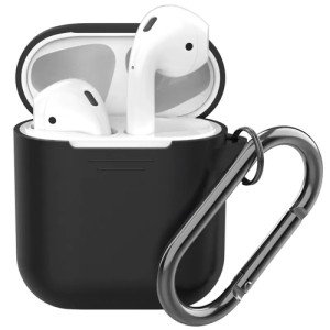 Силиконовый чехол Deppa для AirPods с карабином арт.47014 Черный Силиконовый чехол Deppa для AirPods с карабином арт.47014 Черный