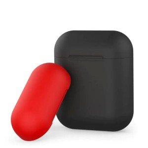Силиконовый чехол Deppa для AirPods двухцветный (Черный/Красный) арт.47015 Силиконовый чехол Deppa для AirPods двухцветный (Черный/Красный) арт.47015
