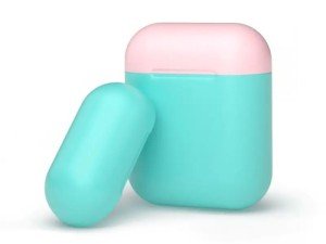 Силиконовый чехол Deppa для AirPods двухцветный (Мятный/Розовый) арт.47021 Силиконовый чехол Deppa для AirPods двухцветный (Мятный/Розовый) арт.47021