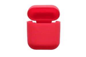 Силиконовый чехол для Apple AirPods с окошком с ремешком Red Силиконовый чехол для Apple AirPods с окошком с ремешком Red