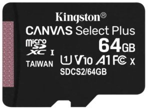 Карта памяти Micro SD Kingston Canvas Select Plus 64GB Class10 100MB/s (SDCS2/64GBSP) Карта памяти Micro SD Kingston Canvas Select Plus 64GB Class10 100MB/s (SDCS2/64GBSP)
