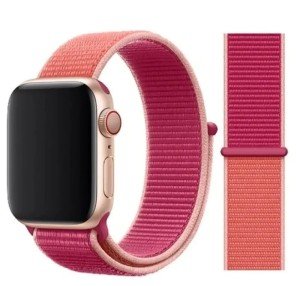 Ремешок нейлоновый для Apple Watch 42/44/45/49mm Розовый с оранжевым Ремешок нейлоновый для Apple Watch 42/44/45/49mm Розовый с оранжевым