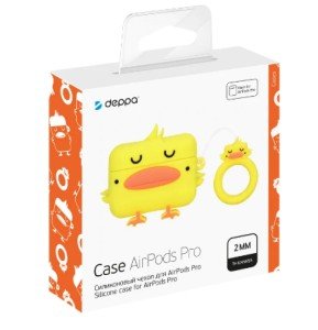 Силиконовый чехол Funny Animals Deppa для Apple AirPods желтый арт.47304 Силиконовый чехол Funny Animals Deppa для Apple AirPods желтый арт.47304