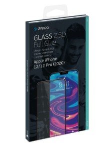 Защитное стекло Deppa для iPhone 12/12 Pro 2,5D Full Glue Black (арт.62701)