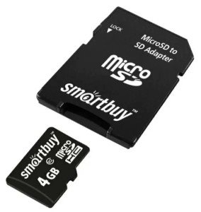 Карта памяти Micro SD Smartbuy 4GB Class10 25MB/s (SB4GBSDCL10-01) + SD adapter Карта памяти Micro SD Smartbuy 4GB Class10 25MB/s (SB4GBSDCL10-01) + SD adapter