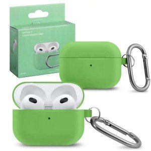 Силиконовый чехол для Apple AirPods 3 с карабином Green Силиконовый чехол для Apple AirPods 3 с карабином Green