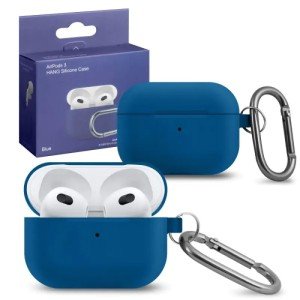Силиконовый чехол для Apple AirPods 3 с карабином Blue Силиконовый чехол для Apple AirPods 3 с карабином Blue