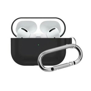 Силиконовый чехол для Apple AirPods Pro с карабином Black Силиконовый чехол для Apple AirPods Pro с карабином Black