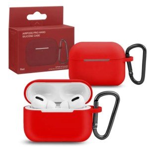 Силиконовый чехол для Apple AirPods Pro с карабином Red Силиконовый чехол для Apple AirPods Pro с карабином Red