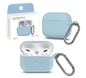 Силиконовый чехол для Apple AirPods Pro 2 с карабином Light Blue Силиконовый чехол для Apple AirPods Pro 2 с карабином Light Blue
