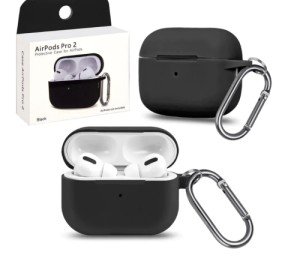 Силиконовый чехол для Apple AirPods Pro 2 с карабином Black Силиконовый чехол для Apple AirPods Pro 2 с карабином Black