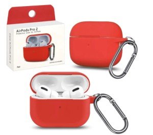 Силиконовый чехол для Apple AirPods Pro 2 с карабином Red Силиконовый чехол для Apple AirPods Pro 2 с карабином Red