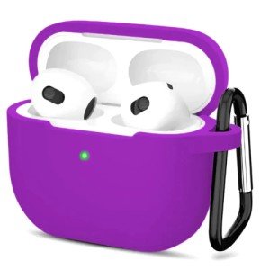 Силиконовый чехол для Apple AirPods 3 с карабином Purple Силиконовый чехол для Apple AirPods 3 с карабином Purple