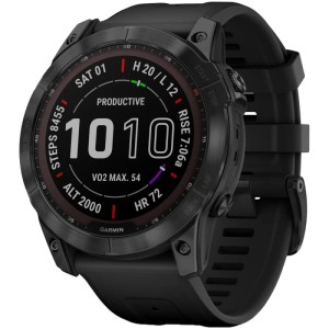 Garmin FENIX 7X Sapphire Solar титановый угольно-серый DLC с силиконовым ремешком