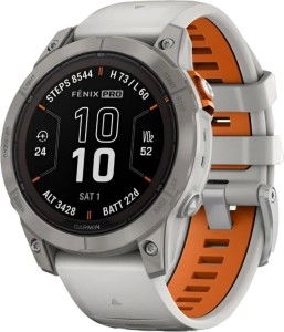 Смарт-часы Garmin Fenix 7 Pro Sapphire Solar, 47 мм, Титановый серый, серо-оранжевый ремешок Смарт-часы Garmin Fenix 7 Pro Sapphire Solar, 47 мм, Титановый серый, серо-оранжевый ремешок