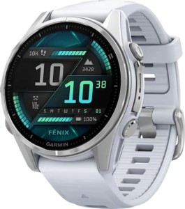 Смарт-часы Garmin Fenix 8 Amoled, 43 mm, Серебристый, белый силиконовый ремешок