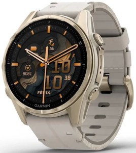 Часы Garmin Fenix 8 43mm Amoled Sapphire Titanium, золотистый, серый кожаный ремешок (010-02903-40) Часы Garmin Fenix 8 43mm Amoled Sapphire Titanium, золотистый, серый кожаный ремешок (010-02903-40)