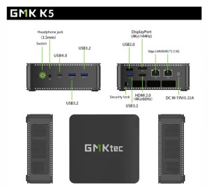 Компьютер GMKtec K5 AMD Ryzen 7 7735HS 4.75 ГГц, 64Gb, 1Tb SSD, AMD Radeon 680M, Wi-Fi, BT, Win 11Pro