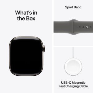 Умные часы Apple Watch Series 10 GPS + Cellular, 42mm Natural Titanium Case with Stone Grey Sport Band - S/M