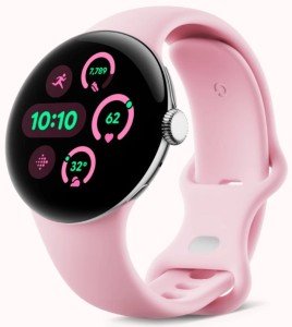 Умные часы Google Pixel Watch 3 41 мм, Wi-Fi, Polished Silver Aluminum Case / Rose Quartz Active Band Умные часы Google Pixel Watch 3 41 мм, Wi-Fi, Polished Silver Aluminum Case / Rose Quartz Active Band