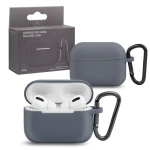 Силиконовый чехол для Apple AirPods Pro с карабином Grey Силиконовый чехол для Apple AirPods Pro с карабином Grey