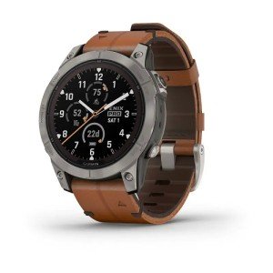 Умные часы Garmin Fenix 7 Pro Sapphire Solar титановый серый с коричневым кожаным ремешком Умные часы Garmin Fenix 7 Pro Sapphire Solar титановый серый с коричневым кожаным ремешком