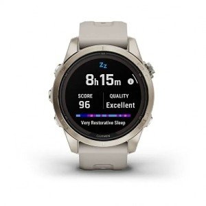 Умные часы Fenix 7S Pro Sapphire Solar золотистый корпус со светло-песочным ремешком