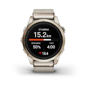 Умные часы Garmin Epix Pro (Gen 2) Sapphire Edition 42 мм, золотистый корпус с нейлоновым ремешком сливочного цвета