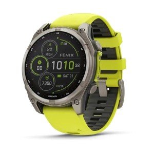 Умные часы Garmin Fenix 8, 47 мм, Solar, Sapphire Titanium with AMP yellow/graphite silicone band Умные часы Garmin Fenix 8, 47 мм, Solar, Sapphire Titanium with AMP yellow/graphite silicone band