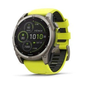 Умные часы Garmin Fenix 8, 51 мм, Solar, Sapphire Titanium with AMP yellow/graphite silicone band Умные часы Garmin Fenix 8, 51 мм, Solar, Sapphire Titanium with AMP yellow/graphite silicone band