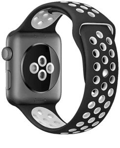 Ремешок DF для Apple Watch 38/40/41mm iSportBand-02 Черно-Белый Ремешок DF для Apple Watch 38/40/41mm iSportBand-02 Черно-Белый