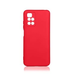 Силиконовый чехол DF с микрофиброй для Xiaomi Redmi 10/10 Prime Красный