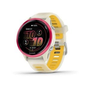 Смарт-часы Garmin Forerunner 570 - 42 мм, Малиновый алюминий с желто-белым ремешком Смарт-часы Garmin Forerunner 570 - 42 мм, Малиновый алюминий с желто-белым ремешком