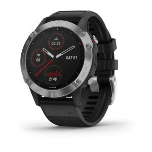 Умные часы Garmin FENIX 6 серебристый с черным ремешком Умные часы Garmin FENIX 6 серебристый с черным ремешком