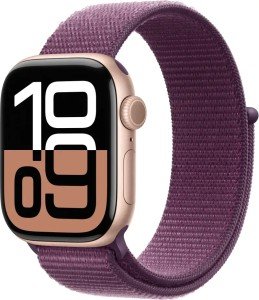 Apple Watch Series 10 46mm Rose Gold Aluminum Case with Sport Loop, Plum Apple Watch Series 10 46mm Rose Gold Aluminum Case with Sport Loop, Plum